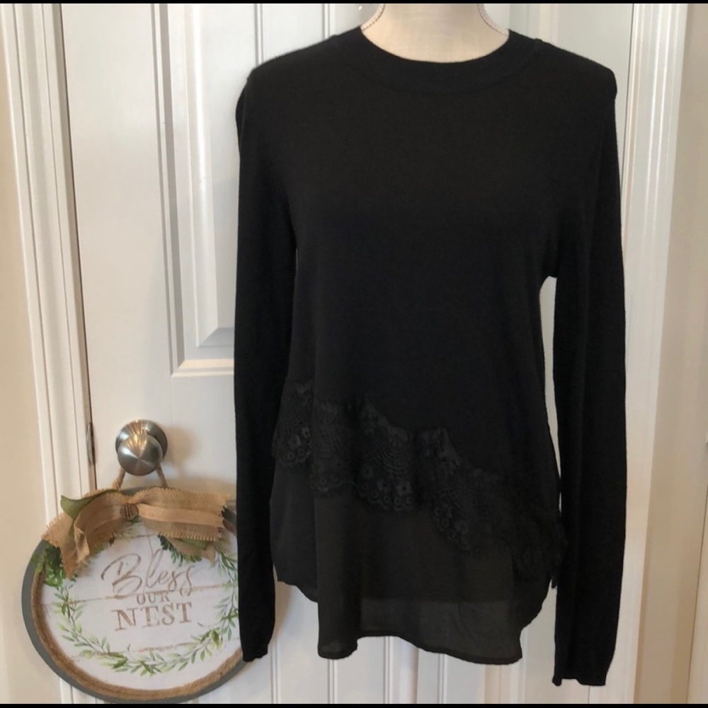 Elle blouse | size M | black, lace, long sleeve